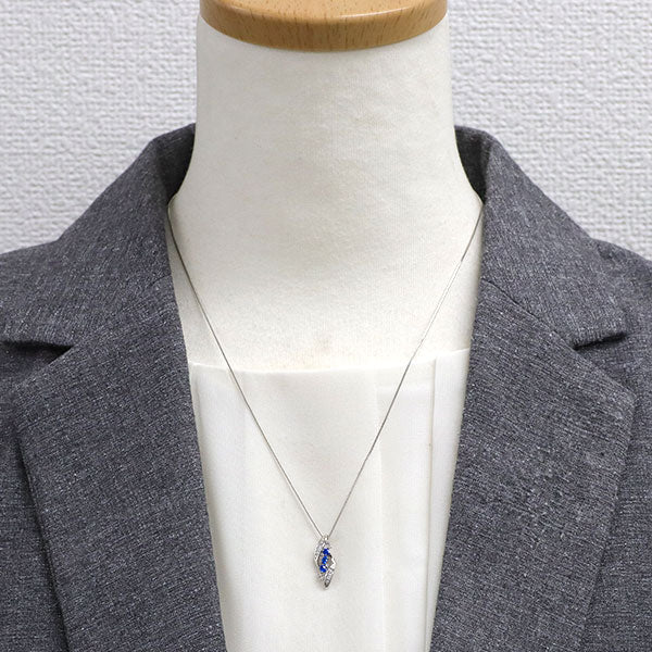 希少 Pt950/ Pt850/ K18WG アウイナイト ダイヤモンド ペンダントネックレス 0.12ct D0.08ct