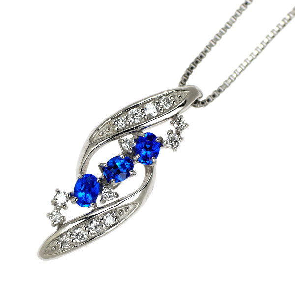 希少 Pt950/ Pt850/ K18WG アウイナイト ダイヤモンド ペンダントネックレス 0.12ct D0.08ct