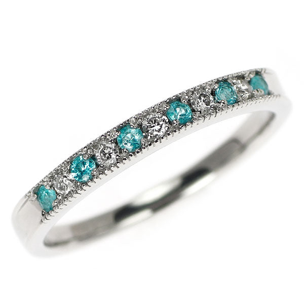 Pt900 パライバトルマリン ダイヤモンド リング 0.10ct D0.09ct