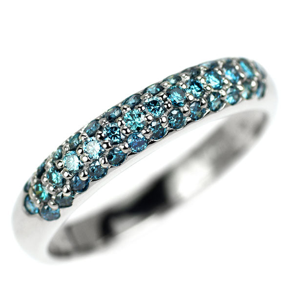 サザンクロス Pt900 トリートブルーダイヤモンド リング 0.51ct パヴェ