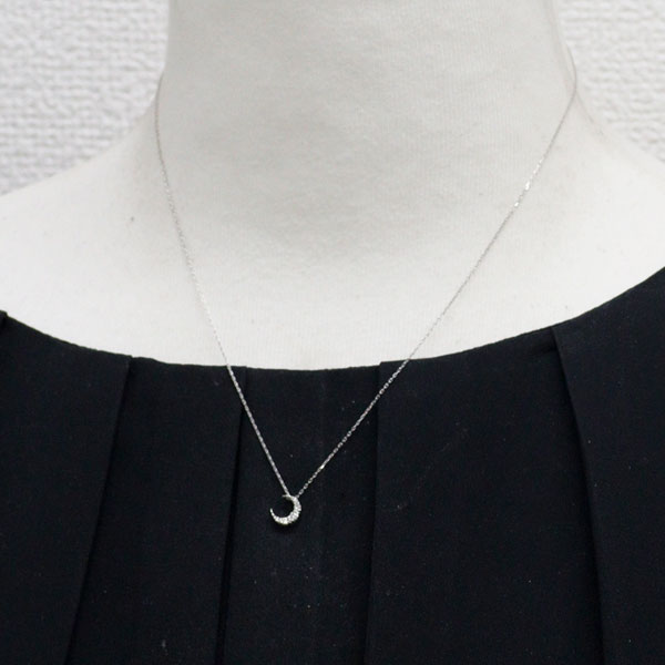 スタージュエリー Pt950 ダイヤモンド ペンダントネックレス 0.07ct 月