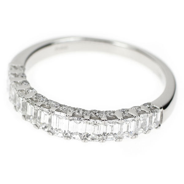 新品 Pt950 エメラルドカット/ラウンド ダイヤモンド リング 1.50ct 【エスコレ】ハーフエタニティ