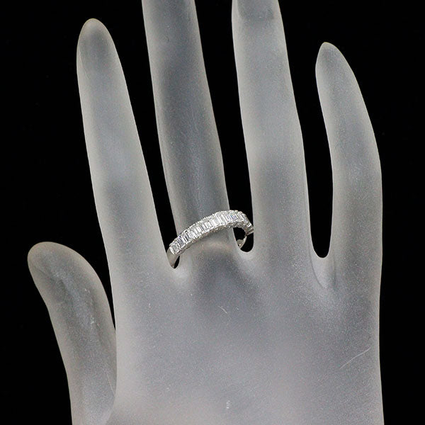 新品 Pt950 エメラルドカット/ラウンド ダイヤモンド リング 1.50ct 【エスコレ】ハーフエタニティ