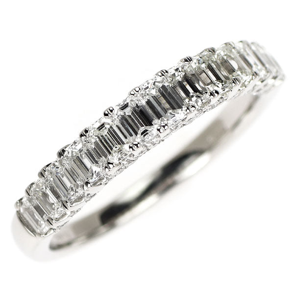 新品 Pt950 エメラルドカット/ラウンド ダイヤモンド リング 1.50ct 【エスコレ】ハーフエタニティ