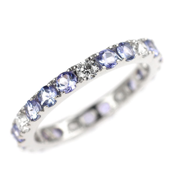 K18WG タンザナイト ダイヤモンド リング 1.10ct D0.50ct フルエタニティ
