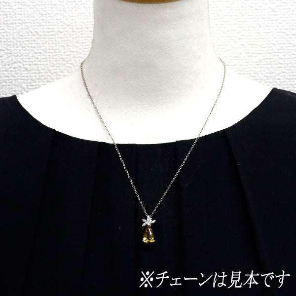 Pt900 スフェーン ダイヤモンド ペンダントトップ 3.867ct D0.20ct