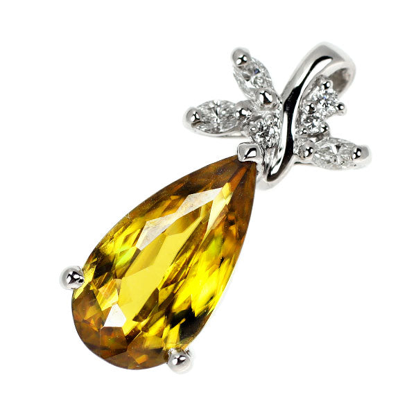 Pt900 スフェーン ダイヤモンド ペンダントトップ 3.867ct D0.20ct