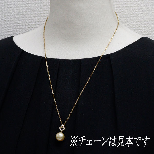 K18YG ゴールデン 真珠/パール ダイヤモンド ペンダントトップ D0.23ct 径約 12.0mm