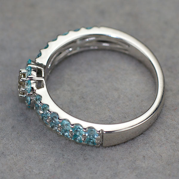 K18WG パライバトルマリン ダイヤモンド リング PT0.80ct D0.18ct