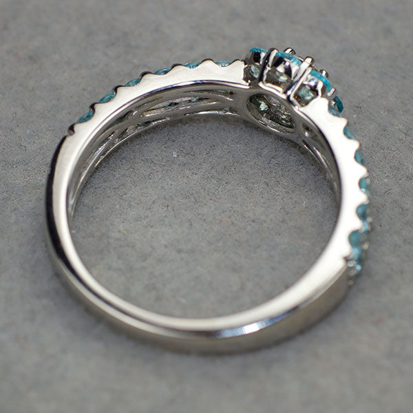 K18WG パライバトルマリン ダイヤモンド リング PT0.80ct D0.18ct