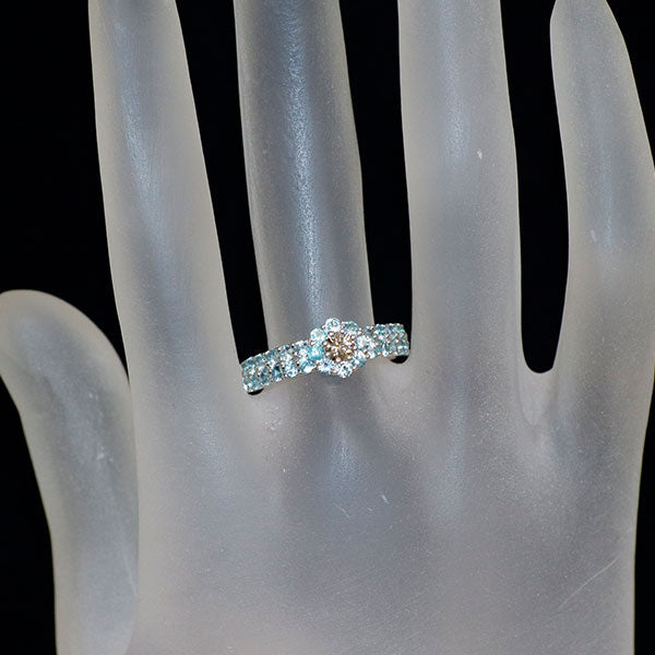 K18WG パライバトルマリン ダイヤモンド リング PT0.80ct D0.18ct
