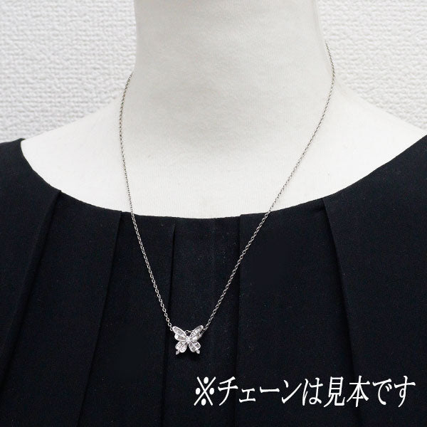 K18WG ダイヤモンド ペンダントトップ 0.35ct 蝶