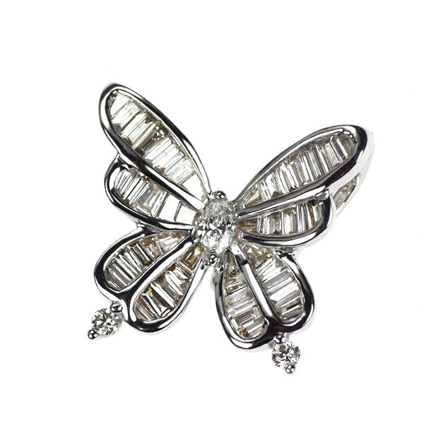 K18WG ダイヤモンド ペンダントトップ 0.35ct 蝶