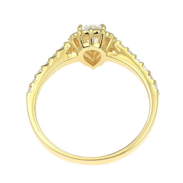 新品 K18YG ペアシェイプ ダイヤモンド リング 0.534ct H VS1 D0.40ct