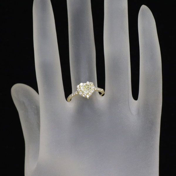 新品 K18YG ハートシェイプ ダイヤモンド リング 0.515ct M SI1 D0.45ct