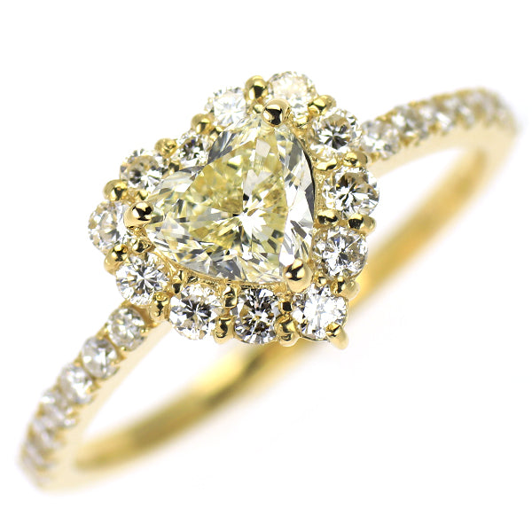 新品 K18YG ハートシェイプ ダイヤモンド リング 0.515ct M SI1 D0.45ct