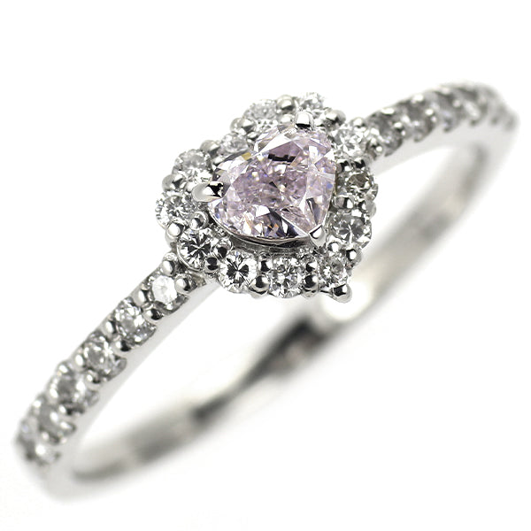 新品 希少 Pt900 ハートシェイプ天然ピンク ダイヤモンド リング 0.254ct FLPP I1 D0.32ct