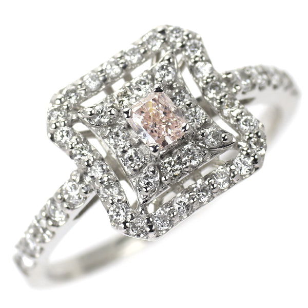 新品 希少 Pt900 ラディアントカット 天然ピンク ダイヤモンド リング 0.132ct FLP SI2 D0.42ct