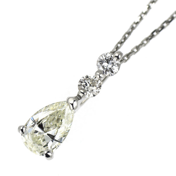 新品 Pt900/ Pt850 ペアシェイプ ダイヤモンド ペンダントネックレス 0.243ct H VS2 D0.08ct