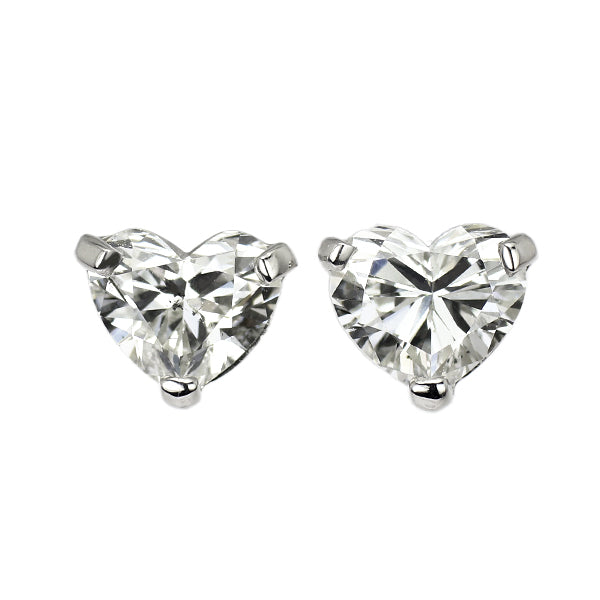 新品 Pt900 ハートシェイプ ダイヤモンド ピアス 0.797ct I/J SI1-2