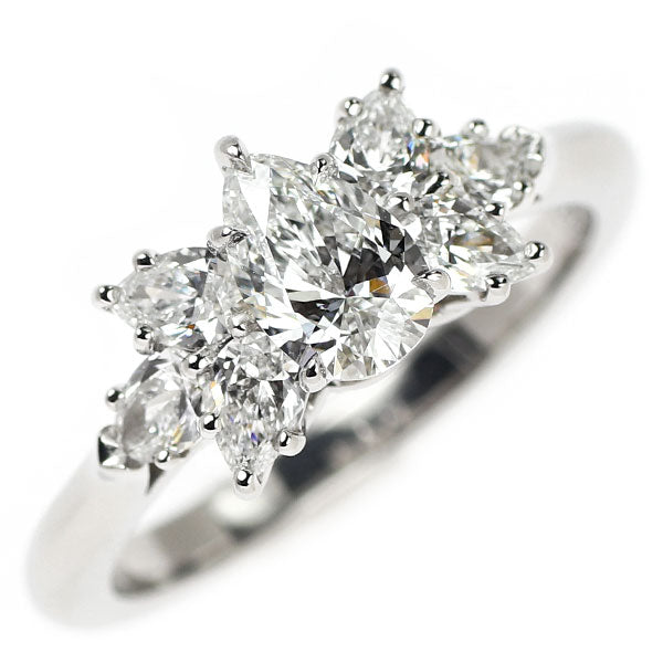 ハリーウィンストン Pt950 ダイヤモンド リング 0.51ct F VVS1 ペアシェイプクラスター 《セルビー銀座店》【中古】