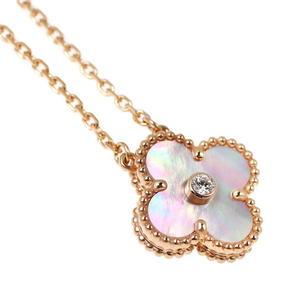 ヴァンクリーフ＆アーペル K18PG ピンク マザーオブパール/シェル ダイヤモンド ペンダントネックレス ヴィンテージアルハンブラ 2025年ホリデー 《セルビー銀座店》【中古】