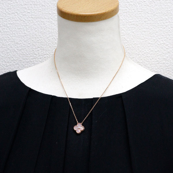 ヴァンクリーフ＆アーペル K18PG ピンク マザーオブパール/シェル ダイヤモンド ペンダントネックレス ヴィンテージアルハンブラ 2025年ホリデー 《セルビー銀座店》【中古】