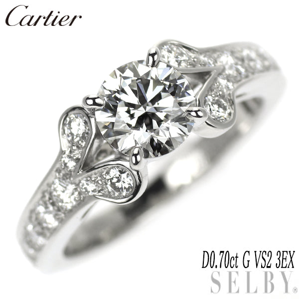 カルティエ Pt950 ダイヤモンド リング 0.70ct G VS2 3EX バレリーナ