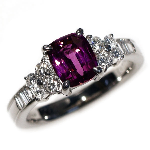 Pt900 カラーチェンジガーネット ダイヤモンド リング 1.265ct D0.40ct