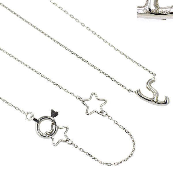 スタージュエリー K10WG ダイヤモンド ペンダントネックレス 0.03ct イニシャル「Y」