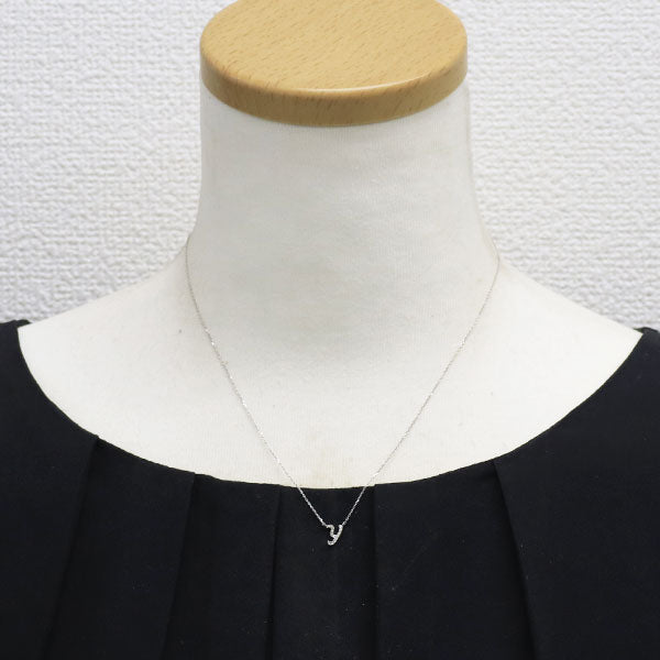 スタージュエリー K10WG ダイヤモンド ペンダントネックレス 0.03ct イニシャル「Y」