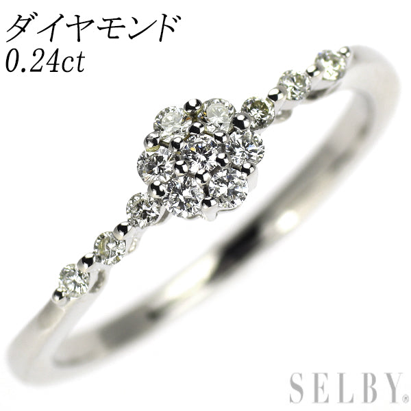 K10WG ダイヤモンド リング 0.24ct フラワー