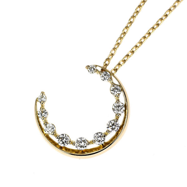 スタージュエリー K18YG ダイヤモンド ペンダントネックレス 0.21ct 月