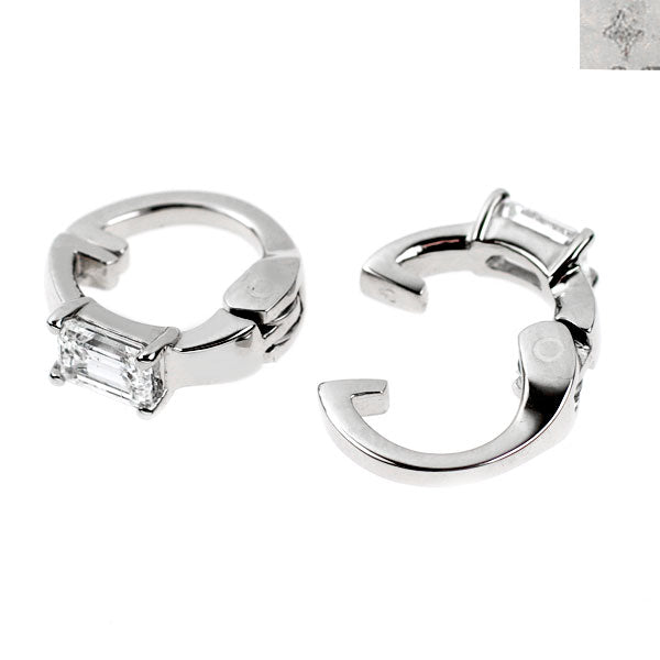 GSTV Pt950 エメラルドカット ダイヤモンド フープ イヤリング 0.60ct