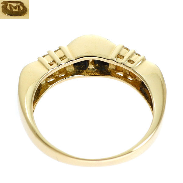 ミキモト K18YG サファイア ダイヤモンド リング 1.10ct D0.20ct