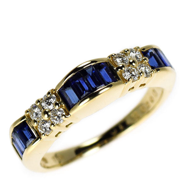 ミキモト K18YG サファイア ダイヤモンド リング 1.10ct D0.20ct