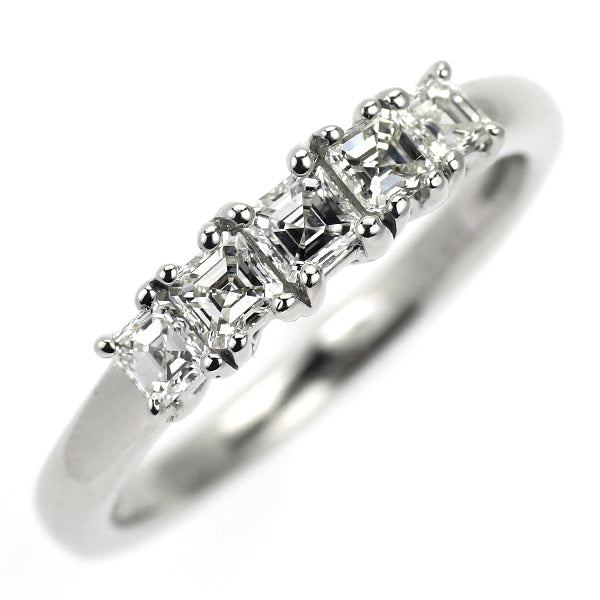 Pt950 アッシャーカット ダイヤモンド リング 0.50ct 一文字