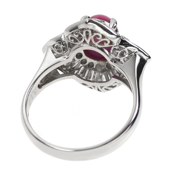 Pt900 ビルマ/ミャンマー産 非加熱スタールビー ダイヤモンド リング 3.12ct D1.123ct