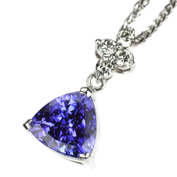Pt900/K18WG タンザナイト ダイヤモンド ペンダントネックレス 3.85ct D0.30ct