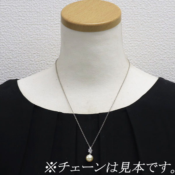 K18WG アコヤ真珠 ダイヤモンド ペンダントトップ 径約10.2mm D0.25ct