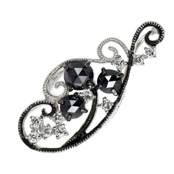 ブラックメッキ/ K18WG ブラックダイヤモンド ペンダントトップ 0.83ct