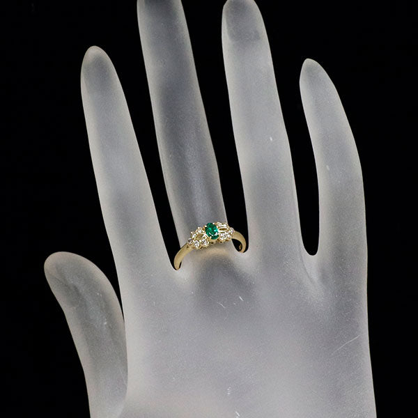K18YG エメラルド ダイヤモンド リング 0.21ct D0.17ct