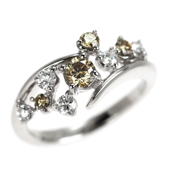 K18WG ブラウン/カラーレス ダイヤモンド リング 0.50ct