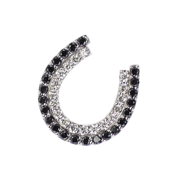 K18WG ブラック/カラーレス ダイヤモンド ペンダントトップ 0.28ct D0.22ct 馬蹄 リバーシブル セパレート