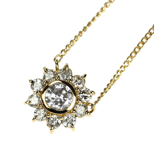 K18YG ダイヤモンド ペンダントネックレス 0.50ct フラワー