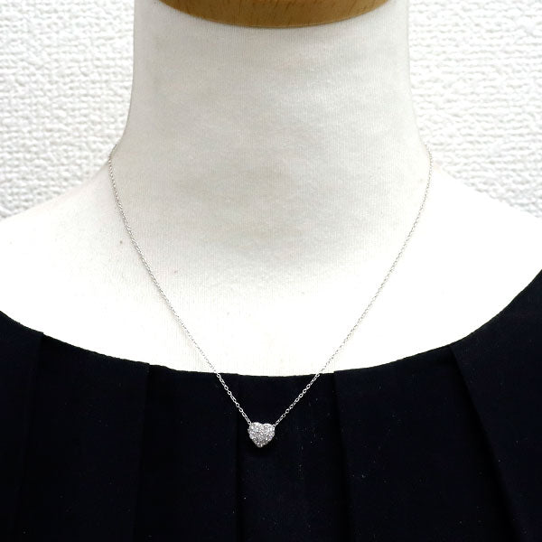K18WG ダイヤモンド ペンダントネックレス 0.30ct ハート パヴェ
