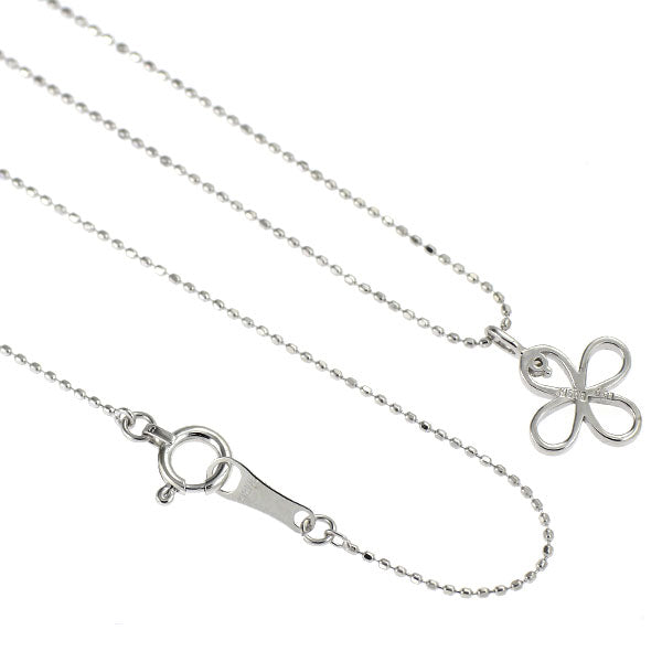 K18WG ダイヤモンド ペンダントネックレス 0.01ct フラワー