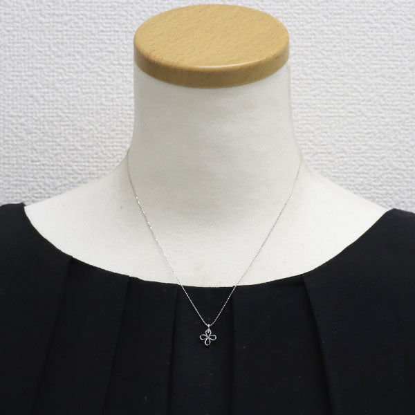 K18WG ダイヤモンド ペンダントネックレス 0.01ct フラワー