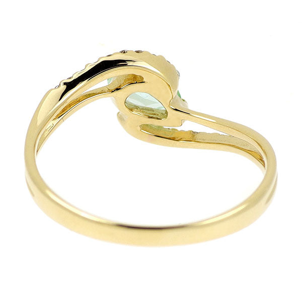 K18YG グリーントルマリン ダイヤモンド リング 0.35ct D0.10ct