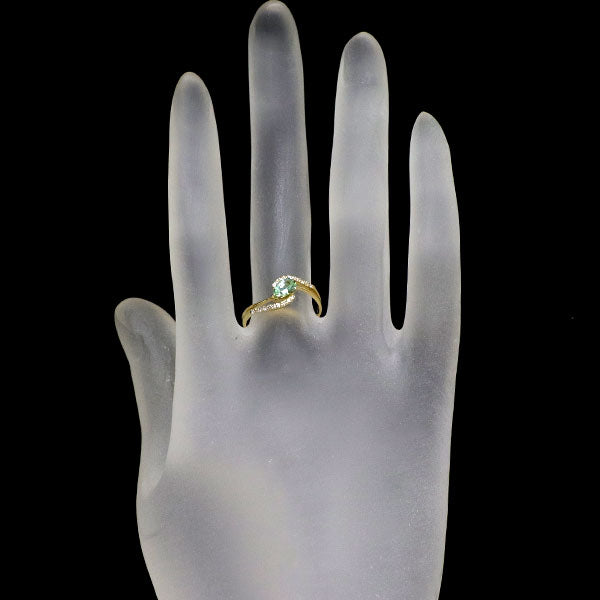 K18YG グリーントルマリン ダイヤモンド リング 0.35ct D0.10ct